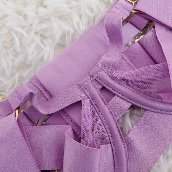 Victoria's Secret 38DD Lavender Cage harness unlined Balconet Very Sexy Bra - Picture 3 of 6